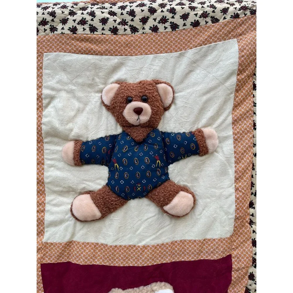Teddy Bear Wall Art Nursery Décor 3 D Dimensional Art Quilted Hanging 48x58